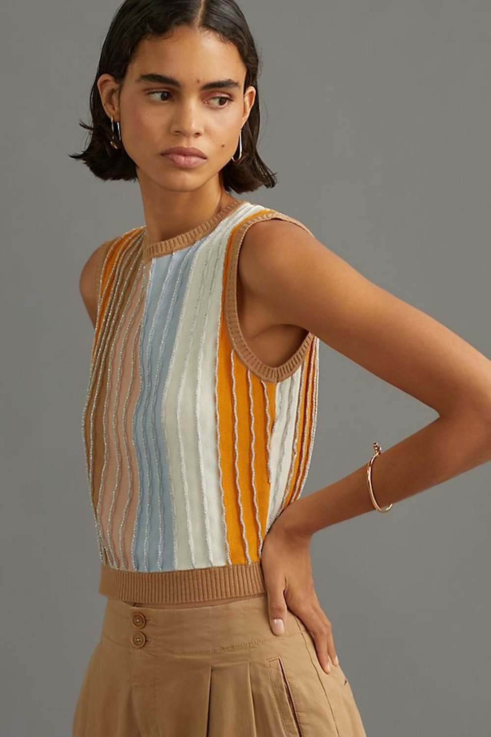 Eva Franco Shimmer Striped Sweater Tee