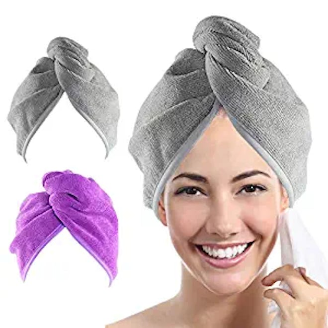 YoulerTex Microfiber Hair Towel Wrap (2-Pack)