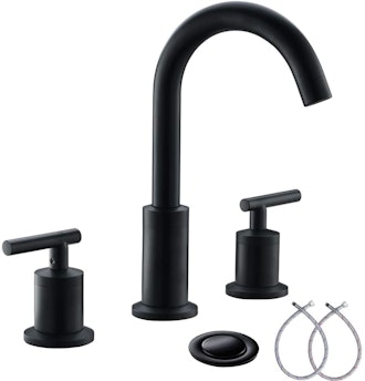 Matte Black Widespread Bathroom Faucet (4-Pieces)