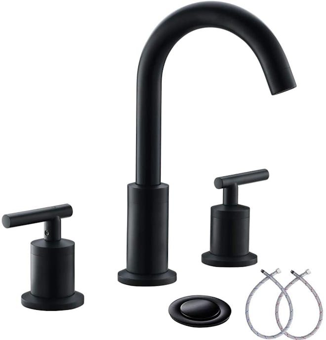 Matte Black Widespread Bathroom Faucet (4-Pieces)
