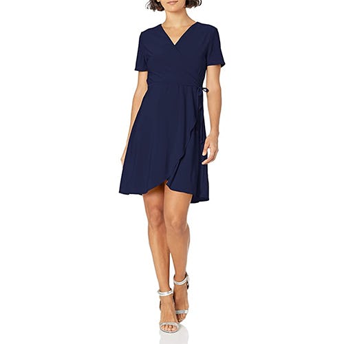 Star Vixen Petite Short Sleeve Ballerina Wrap Dress