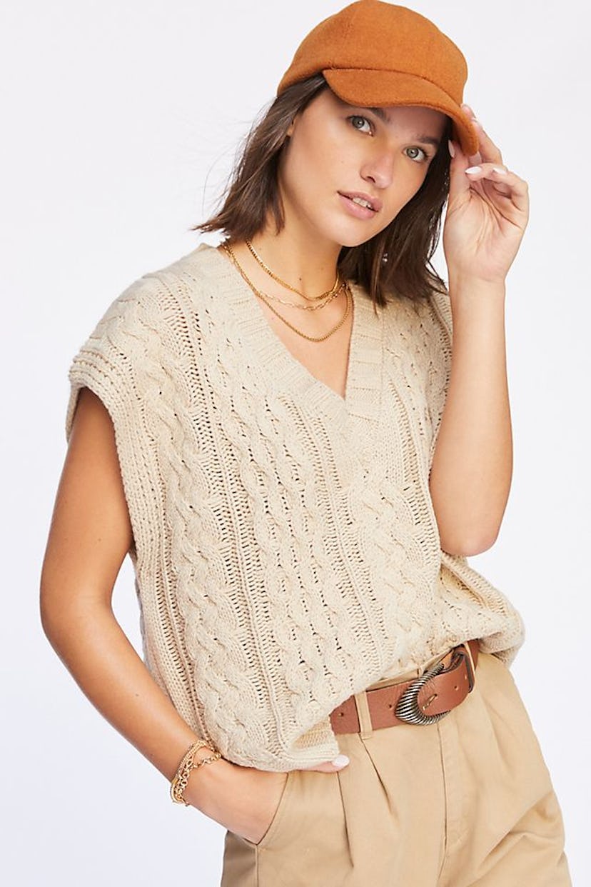 Lea & Viola Cable Knit Sweater vest, $98