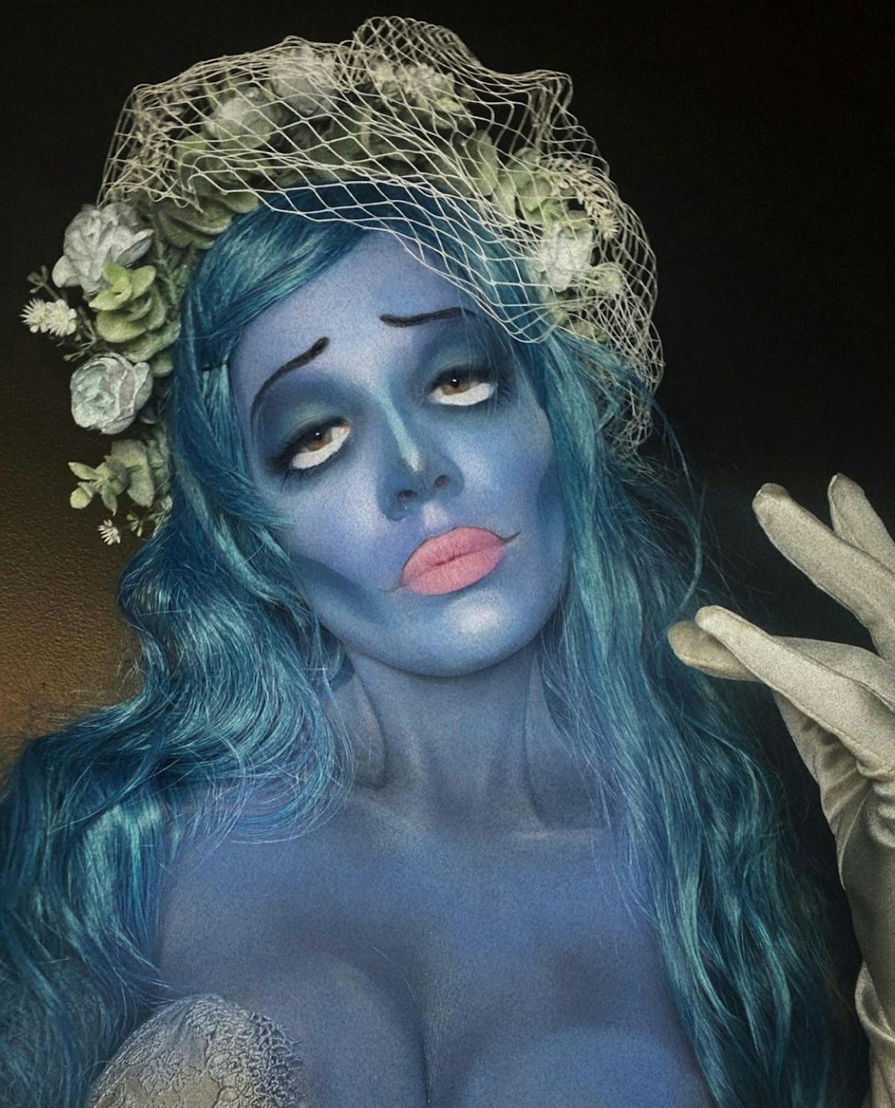 Singer Halsey dressed up as Emily the corpse bride from Tim Burtons Corpse Bride film