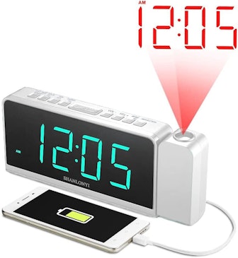 SHANLONYI Projection Alarm Clock with AM/FM Radio