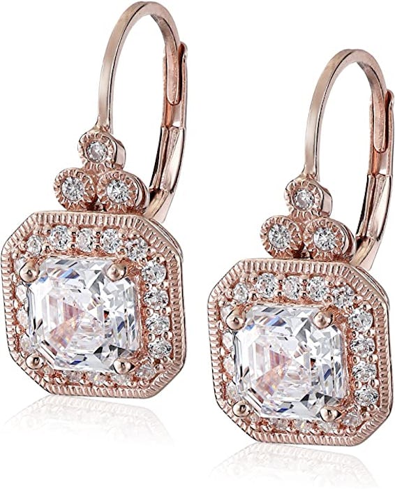 Amazon Collection Sterling Silver Asscher-Cut Drop Earrings