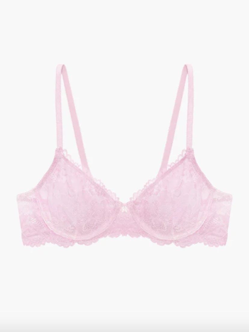 Floral Lace Unlined Bra with X Charm