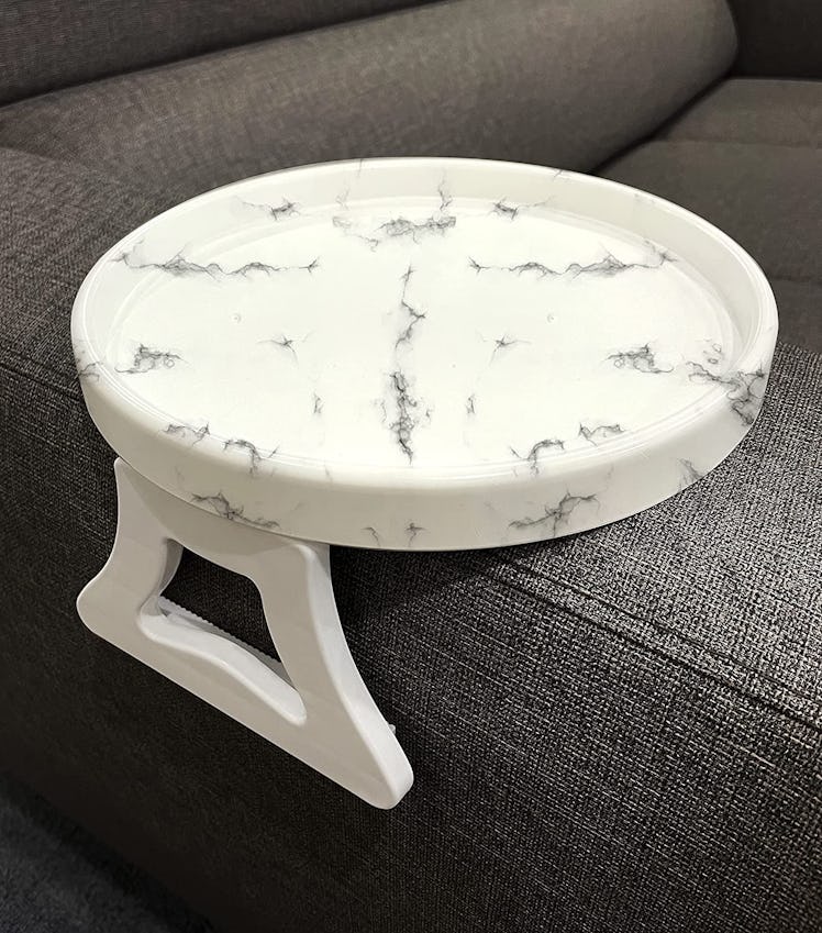 Marble Printed Sofa Arm Clip Table