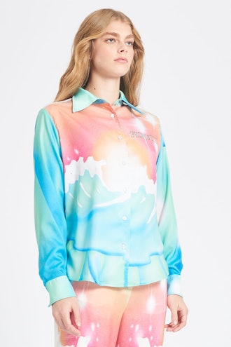 Cosmic Waters Printed Shirt Blue