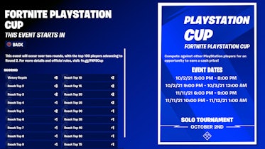 Fortnite' PlayStation dates, start time, and leaderboard