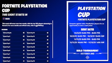 fortnite playstation cup 1 start time na east