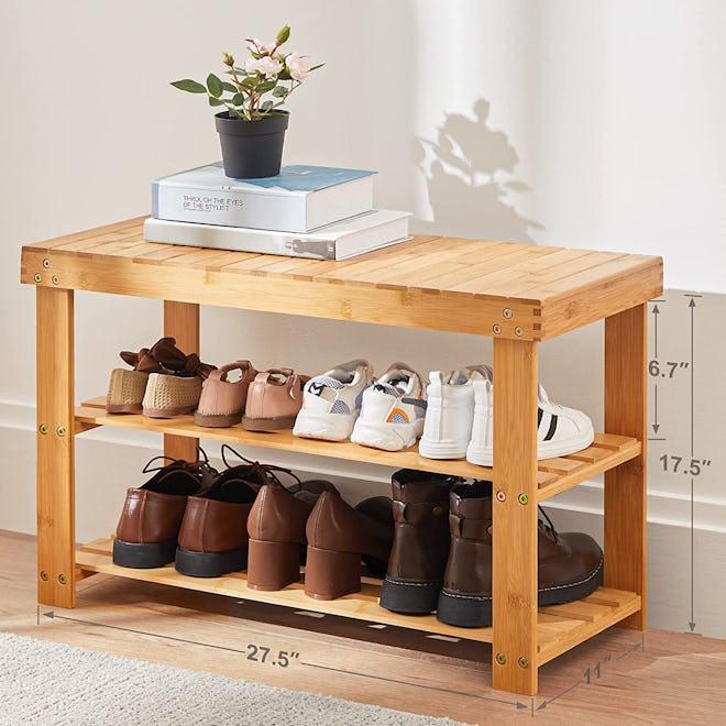 Pipishell Bamboo Shoe Rack Bench