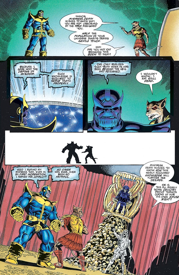 Thanos professes his love for Death in The Thanos Quest #1. Artwork by Ron Lim.