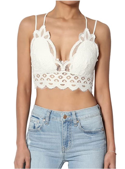 TheMogan Cross Strap Crochet Bralette