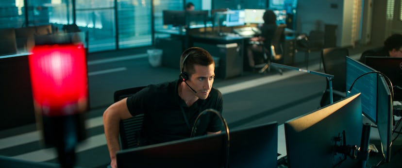 Jake Gyllenhall as Joe in 'The Guilty' (2021). Photo courtesy of Netflix.
