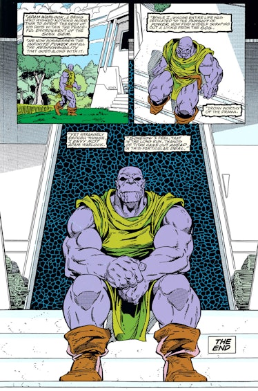 The final page of The Infinity Gauntlet #6. Artwork by Ron Lim.