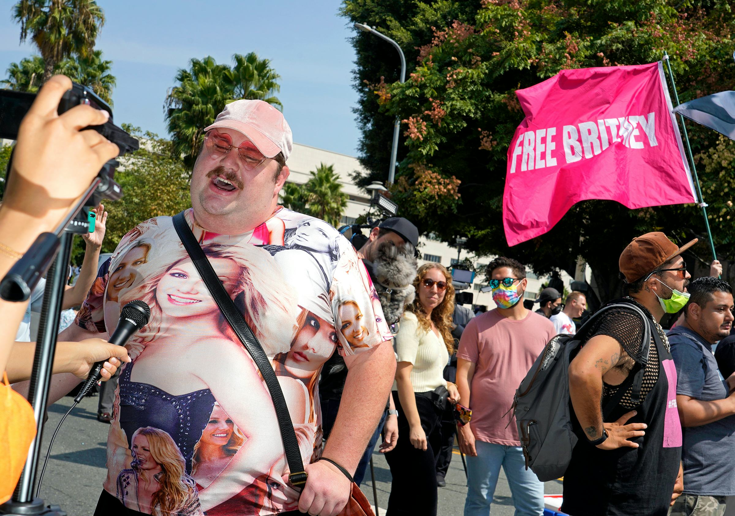 Fans with Birtney Spears t-shirts and supporters rallying for her court victory over conservatorship...