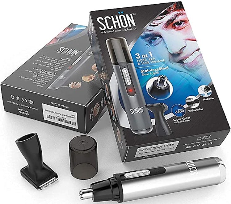 SCHON Stainless Steel 3-in-1 Nose, Eyebrow & Facial Hair Trimmer