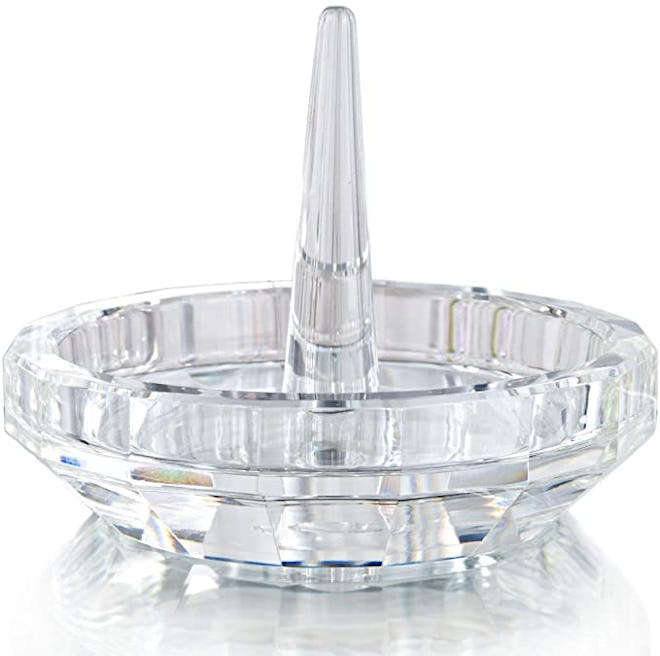 H&D Well-Crafted Crystal Glass Wedding Ring Holder