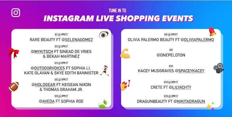 Instagram Live Shopping events allow viewers to shop products mentioned in live streams