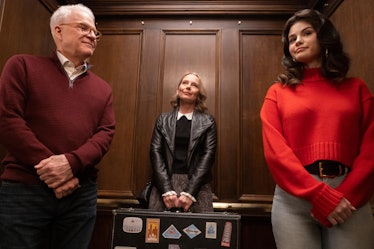 Charles (Steve Martin), Jan (Amy Ryan) and Mabel (Selena Gomez) ride the elevator in 'Only Murders I...