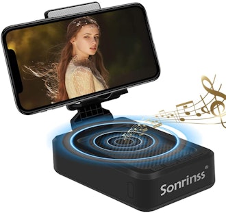 Sonrinss Cell Phone Stand With Bluetooth Speaker