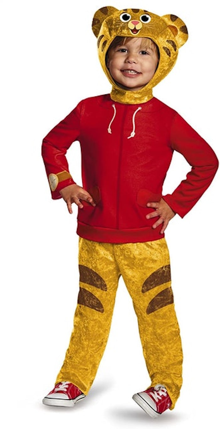 a little boy wearing a Daniel Tiger Halloween costume