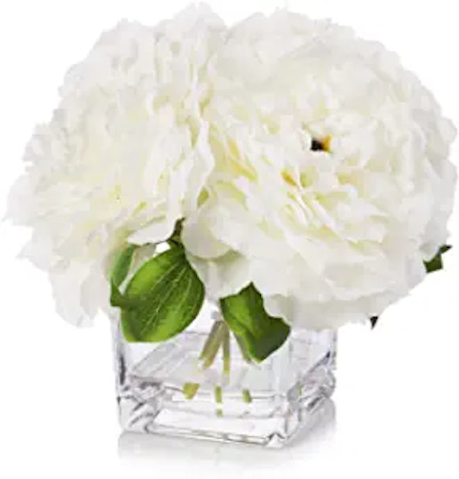 Enova Home Silk Peony Flowers Arrangement