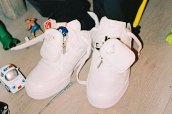 A$AP Rocky wearing the Adidas x Prada Forum Low sneaker