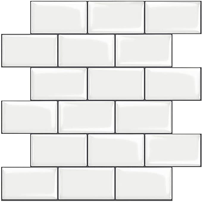 STICKGOO 10-Sheet White Subway Tiles Peel and Stick Backsplash