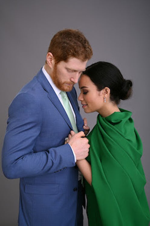 Harry (played by Jordan Dean) and Meghan (played by Sydney Morton) in the Lifetime movie escaping th...