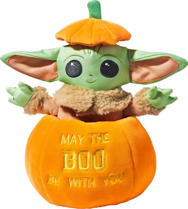 A Baby Yoda pumpkin dog toy is part of Chewy's Disney Halloween toy collection.