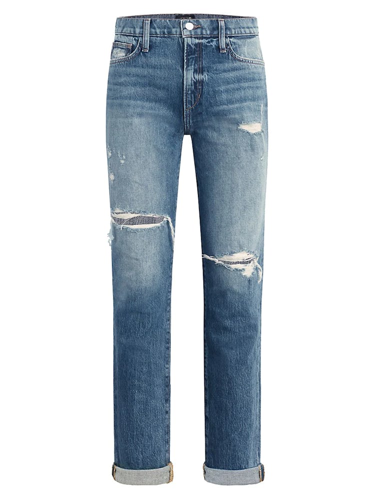The Scout Distressed Double Roll Jeans from Joe's Jeans, available to shop via Saks Fifth Avenue.
