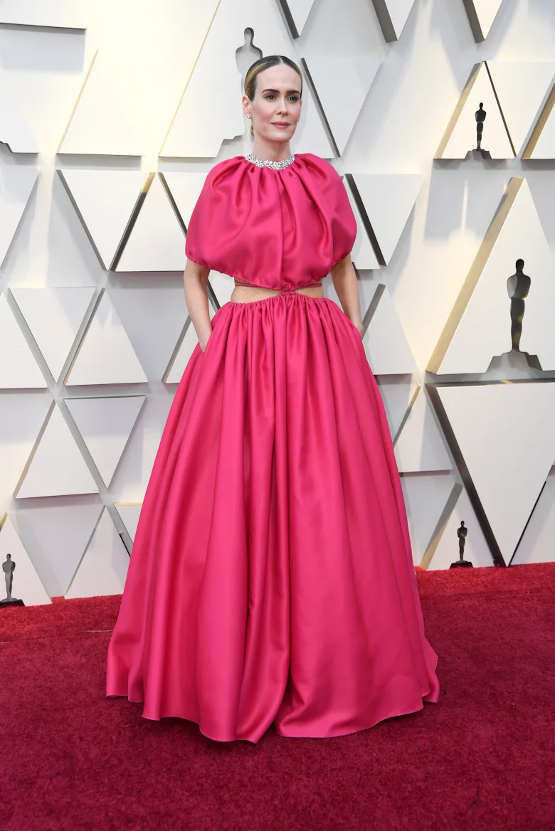 sarah paulson red dress Marc Jacobs Sarah Paulson Oscar Dress Sarah Paulson's Best Red Carpet Looks Show She's Learned Into