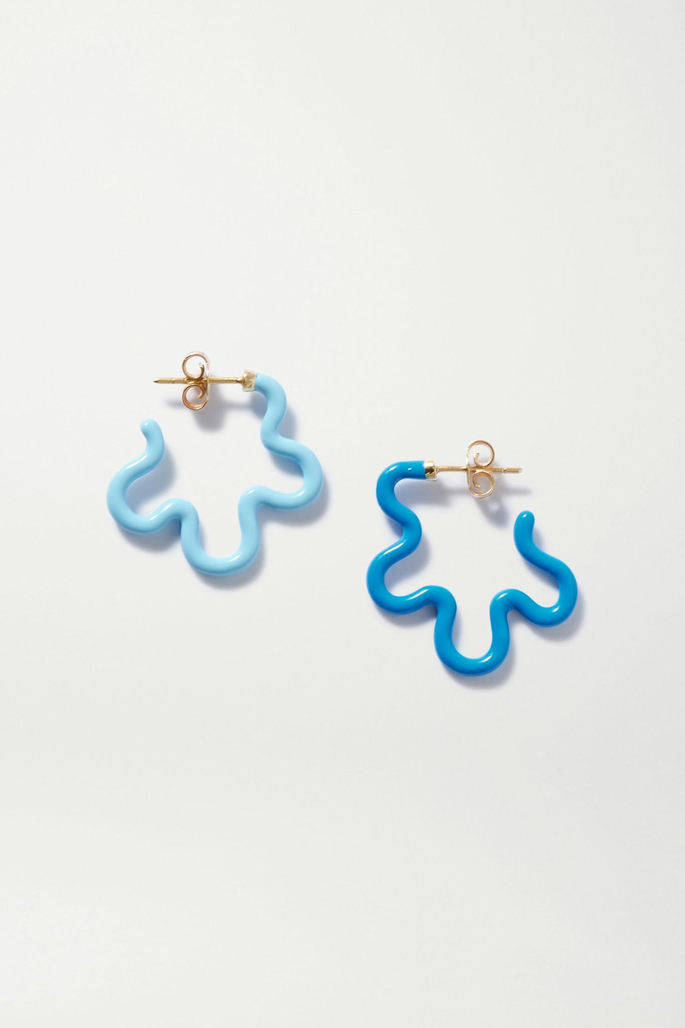 Bea Bongiasca 9-Karat Gold, Sterling Silver, and Enamel Earrings