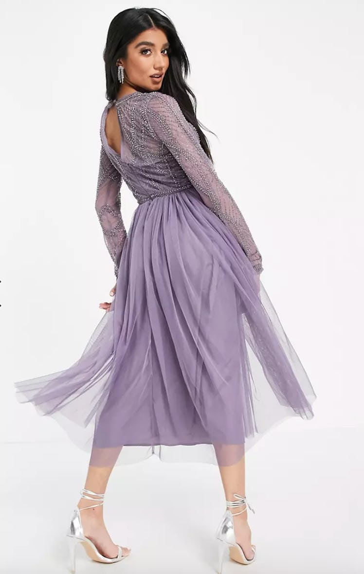 ASOS DESIGN Embellished Bodice Midi Dress