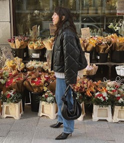 Influencer Sania Claus Demina wears Jacinda puffy jacket from Stand Studio on Instagram on March 11,...