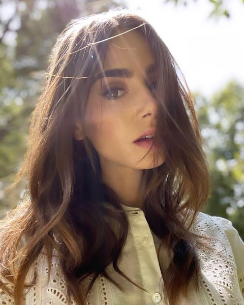 Lily Collins poses in a selfie.