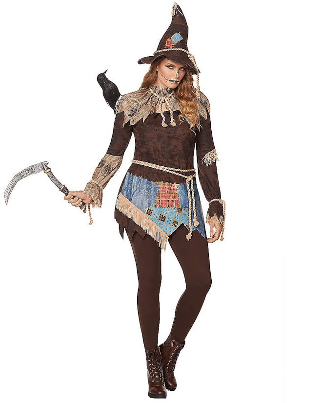 This adult creepy scarecrow costume for women is available from Spirit Hallwoeen. 