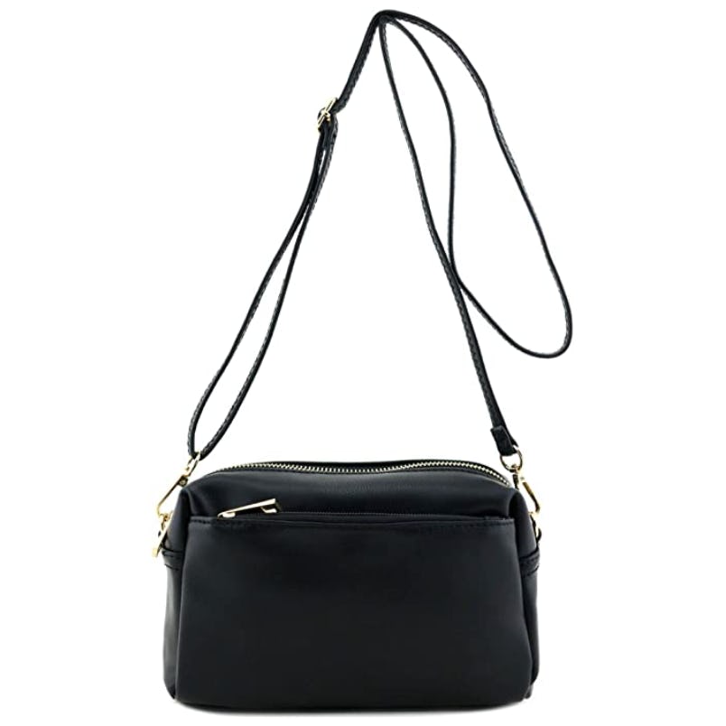 FashionPuzzle Triple Zip Small Crossbody Bag