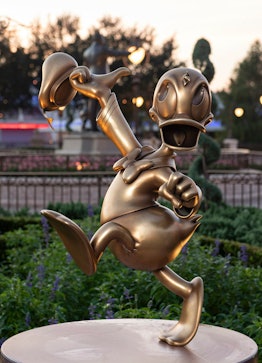 There's a Donald Duck golden statue at Disney World for its 50th anniversary.