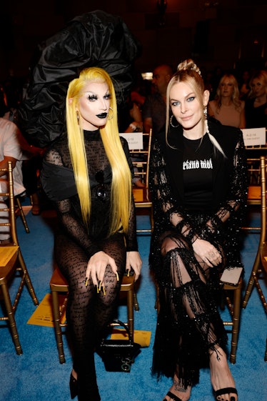 Aquaria and Leah McSweeney sit front row for the Christian Siriano SS2022 Fashion Show at Gotham Hal...
