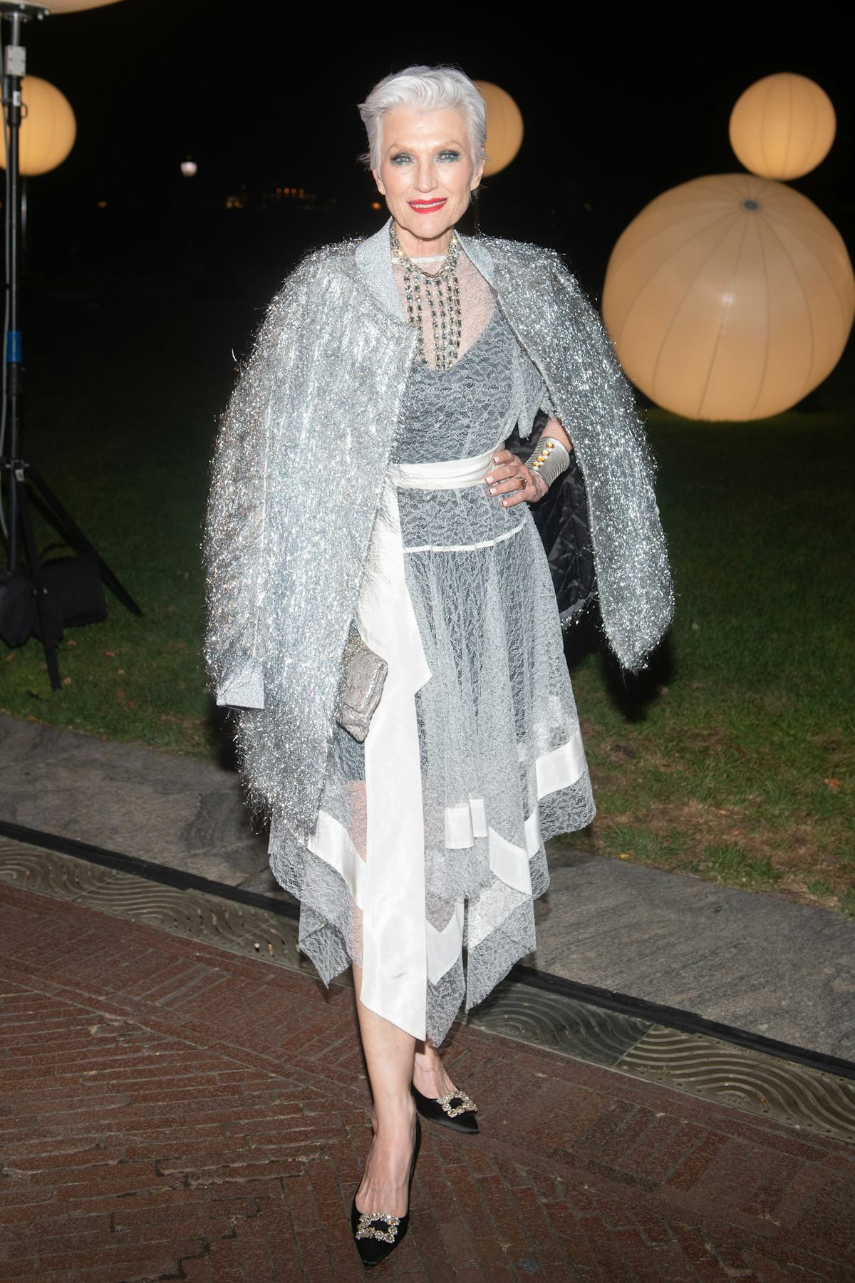 Maye Musk attends the Prabal Gurung S/S 22 Show during New York Fashion Week at Robert F. Wagner Par...