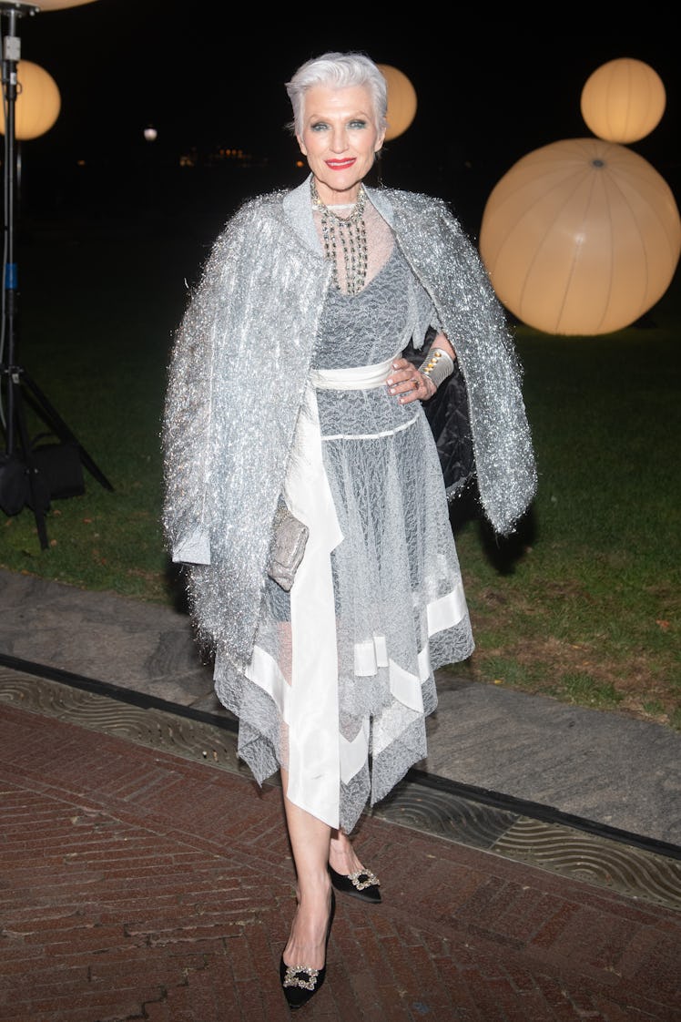 Maye Musk attends the Prabal Gurung S/S 22 Show during New York Fashion Week at Robert F. Wagner Par...