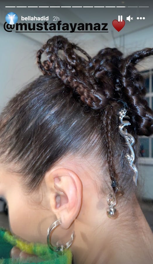 Bella Hadid Braided Updo NYFW Hair Instagram Story