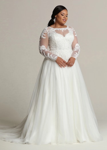 Avery Austin Long Sleeve Lace and Tulle Ball Gown Wedding Dress Victoria