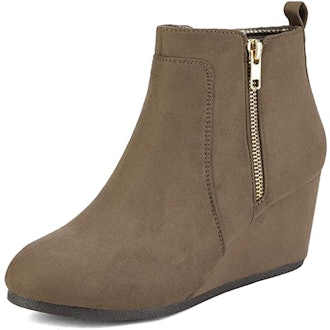 DREAM PAIRS Suede Wedge Ankle Boots