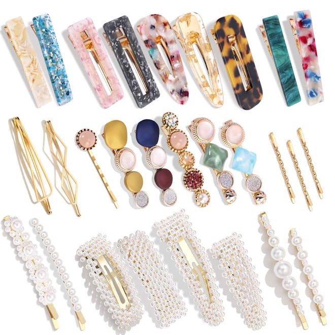 Magicsky Pearl and Acrylic Resin Hair Clips (28-Pack)