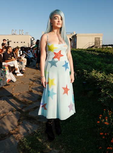Kim Petras attends the Collina Strada SS2022 show during New York Fashion Week at Brooklyn Grange on...