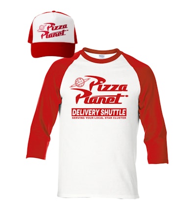 This Pizza Planet shirt and hat combo makes the perfect women's Halloween costume.