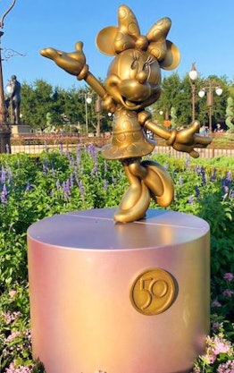 Disney's Gold Statues for the 50th anniversary features classic characters like Minnie Mouse.